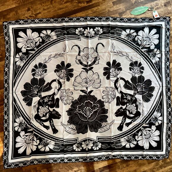 NWT FARM Rio Women's Black Flower Leopards Panneaux Sarong - One Size - Picture 7 of 10